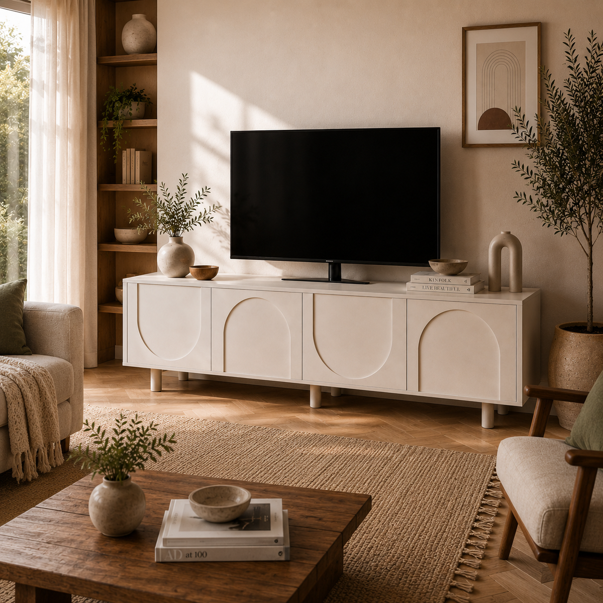Meuble TV 175 cm blanc | Liora