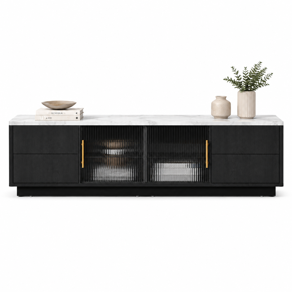 Meuble TV 160 cm gris effet marbre | Draeko